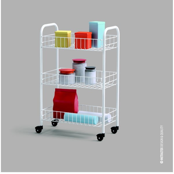 Bijeli mobilni stalak s tri police Metaltex Siena-image-3