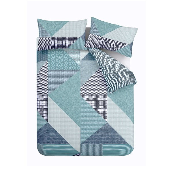 Plavozelena posteljina za krevet za jednu osobu 135x200 cm Larsson Geo – Catherine Lansfield