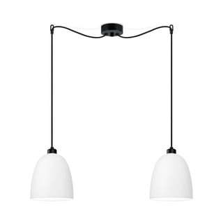 Bijela viseća svjetiljka s dva ramena s crnim kablom Sotto Luce Awa Matte