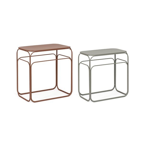 Sivi/boje terakote metalni pomoćni stolovi u setu 2 kom 36x56 cm Clarity – Bizzotto-image-2