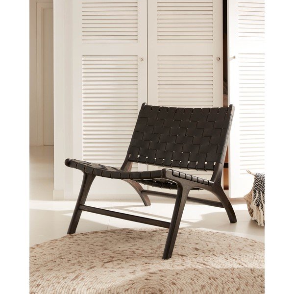 Crna stolica s pletivom Calixta - Kave Home-image-1