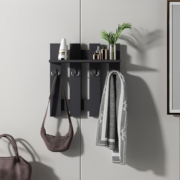 Crna zidna vješalica Utica - Kalune Design-image-1