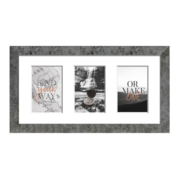 Sivi okvir za 3 fotografije Styler Yellowstone, 23 x 46 cm