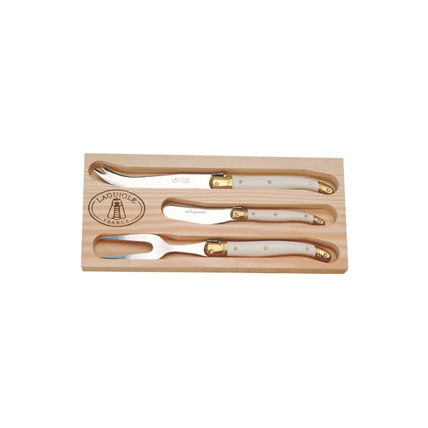 Set od 3 noža za krem sir u drvenom pakiranju Jean Dubost