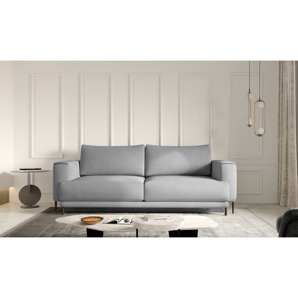 Svijetlo siva baršunasti sklopiva/s prostorom za odlaganje sofa 260 cm Dalia – ELTAP-image-1