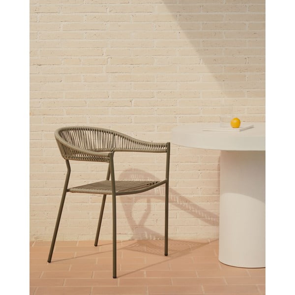 Kaki zelene blagovaonske stolice u setu 4 kom od umjetnog ratana Futadera – Kave Home-image-1