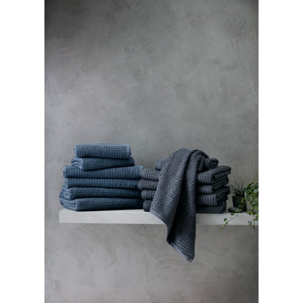 Tamno sivi ručnik od organskog pamuka od frotira 70x140 cm Check – JUNA-image-1