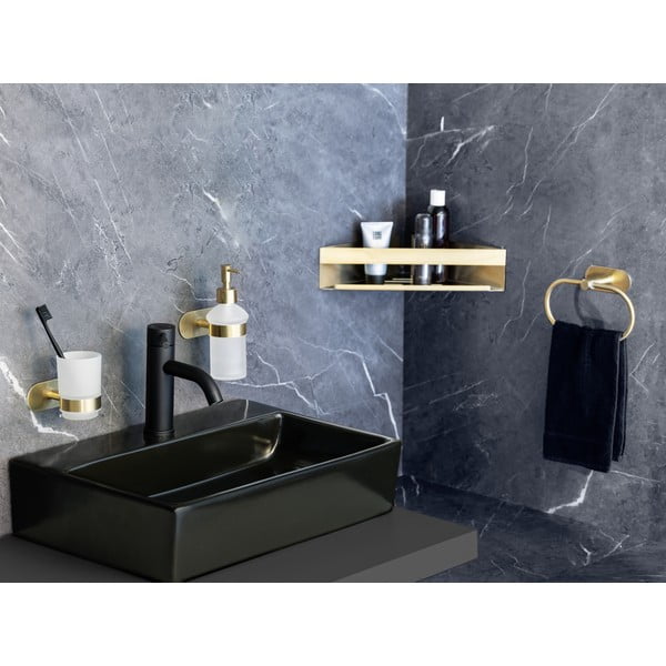 Staklena samoljepljiva čaša za četkice za zube u zlatnoj boji Orea Gold – Wenko-image-1