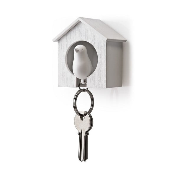 Bijela vješalica za ključeve s bijelim Qualy Sparrow privjeskom za ključeve