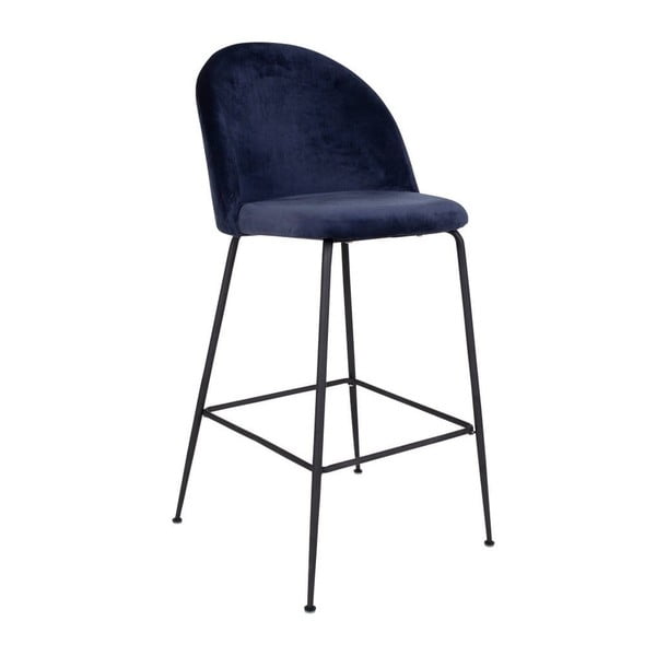Set od 2 plave barske baršunaste stolice s crnim nogama House Nordic Lausanne