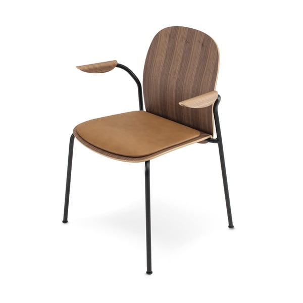 Smeđe/konjak smeđe blagovaonske stolice u setu s naslonima za ruke/sklopive 2 kom u dekoru oraha Book – Gazzda