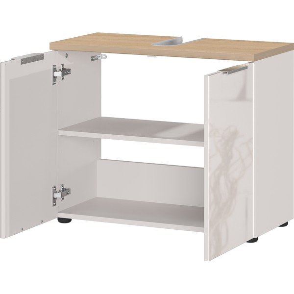 Krem ormarić za ispod umivaonika u sjajnom dekoru 70x58 cm Tavira – Germania-image-2