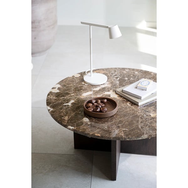 Smeđi mramorni okrugli stolić za kavu 90x90 cm Brooksville - Rowico-image-1