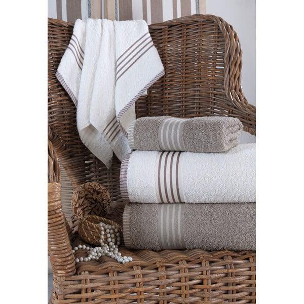 Krem/smeđe-sivi pamučni set ručnika 4 kom – Mila Home-image-1