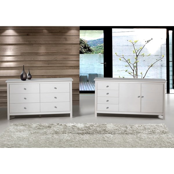 Bijela niska komoda od masivnog bora 130x80 cm Berna – Marckeric-image-3