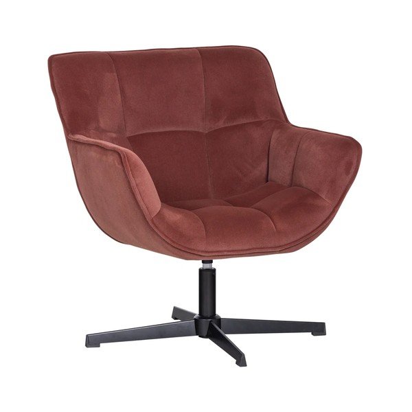 Okretna baršunasti fotelja boja terakote Wibo – WOOOD