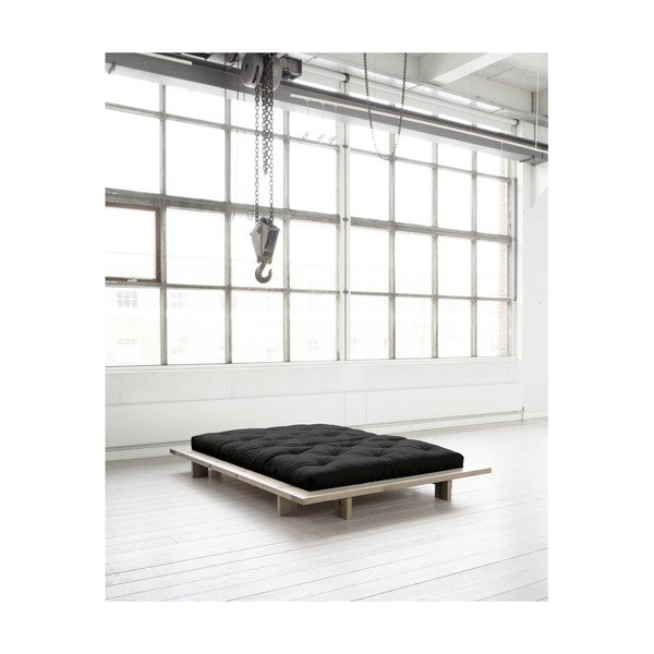Bračni krevet od borovine s madracem Karup Design Japan Double Latex Raw/Black, 140 x 200 cm-image-3
