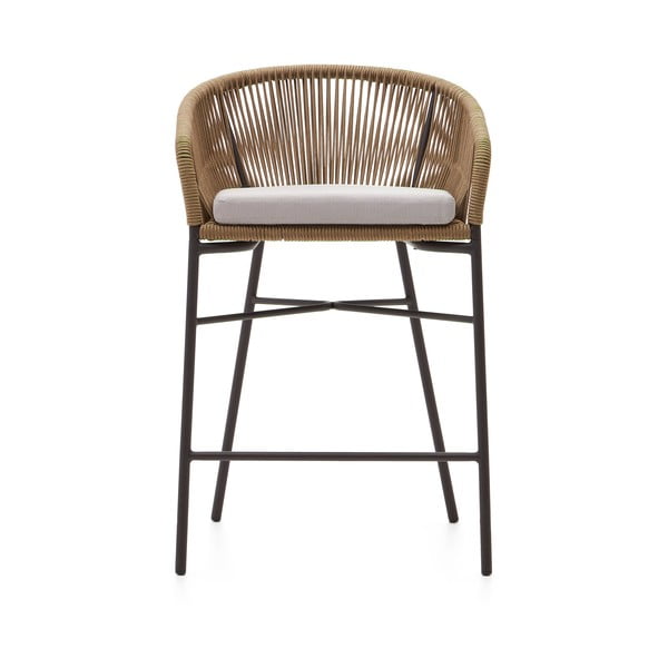 Bež metalna/podstavljena vrtna barska stolica Yanet – Kave Home-image-3