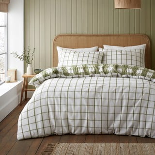 Zelena flanelska posteljina za bračni krevet 200x200 cm Gingham Check – Catherine Lansfield
