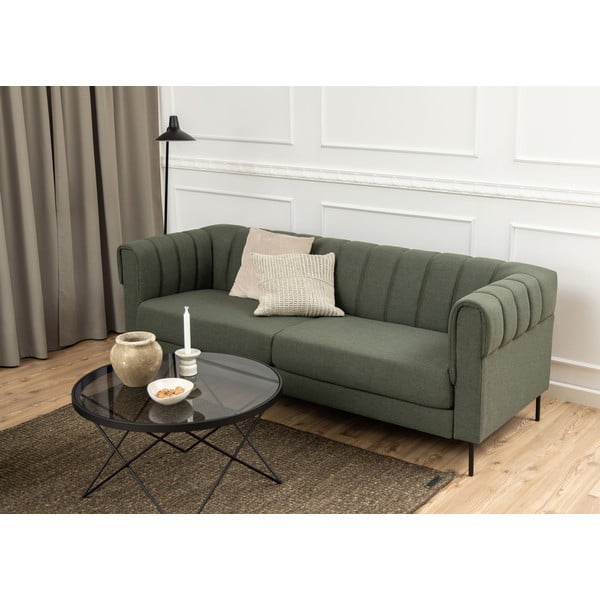 Crni stolić za kavu sa staklenom pločom stola ø 80 cm Cuxton – Actona-image-2