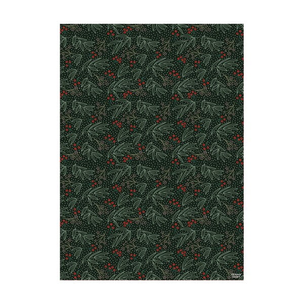 5 listova crno-zelenog papira za zamatanje Eleanor stuart Winter Floral, 50 x 70 cm-image-2