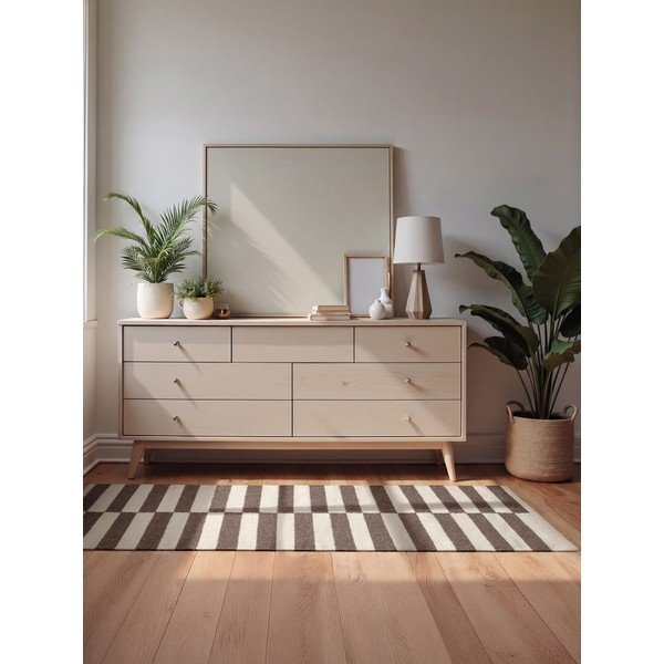 Bijeli/smeđi obostrani/ručno rađen vunen tepih 80x150 cm Vika – Hanse Home-image-1