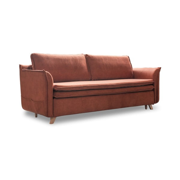 Ciglasta baršunasti sklopiva sofa 225 cm Charming Charlie – Miuform