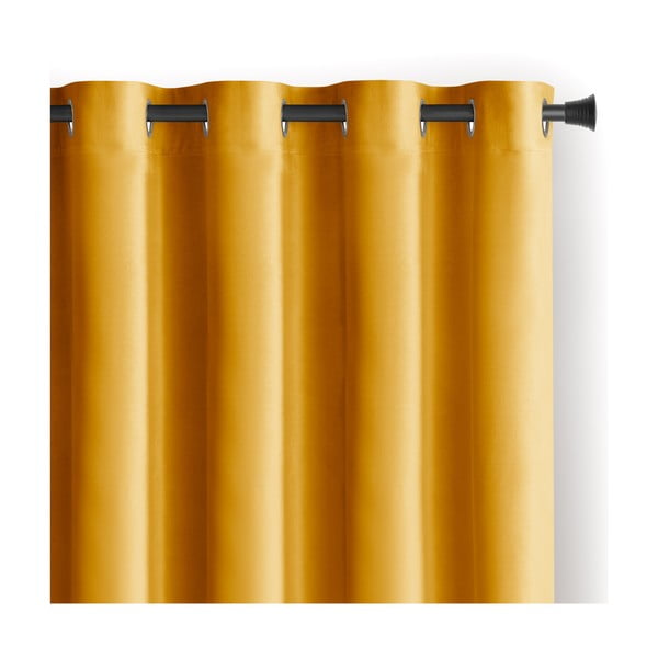 Žuta  zavjesa za djelomično zamračenje od samta 140x245 cm Eyelets – Restilo