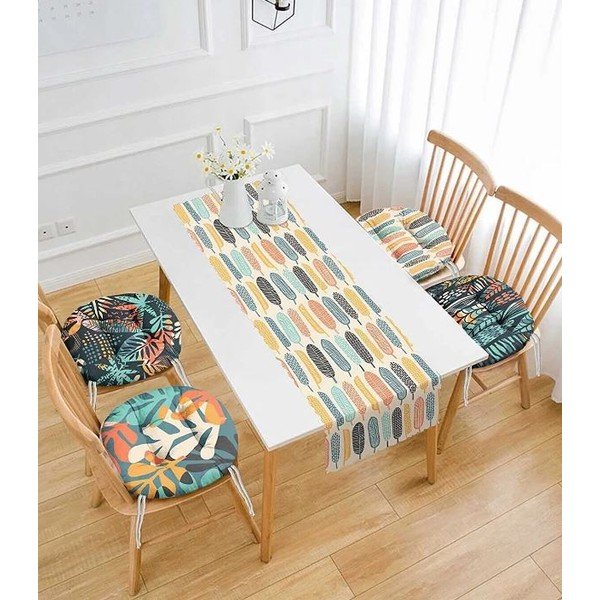 Nadstolnjak i set jastuka za sjedenje 5 kom Long Leaves – Mila Home-image-1