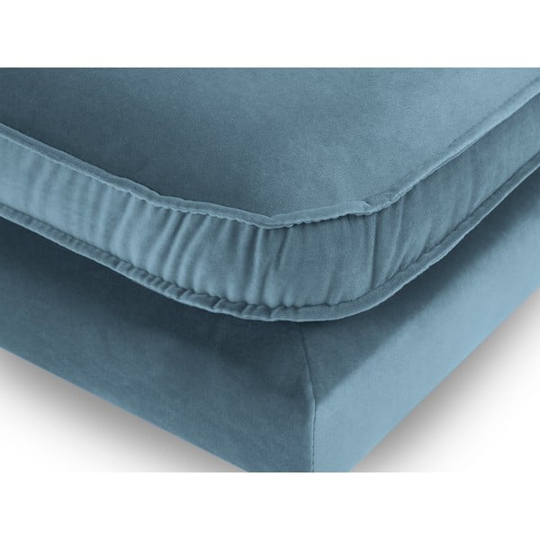 Svijetloplavi baršunasti tabure s crnim nogama Kooko Home Lento-image-3