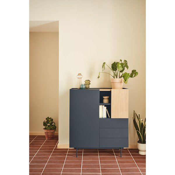 Antracitno siva/u prirodnoj boji visoka komoda u dekoru hrasta 100x120 cm Otto – Teulat-image-1