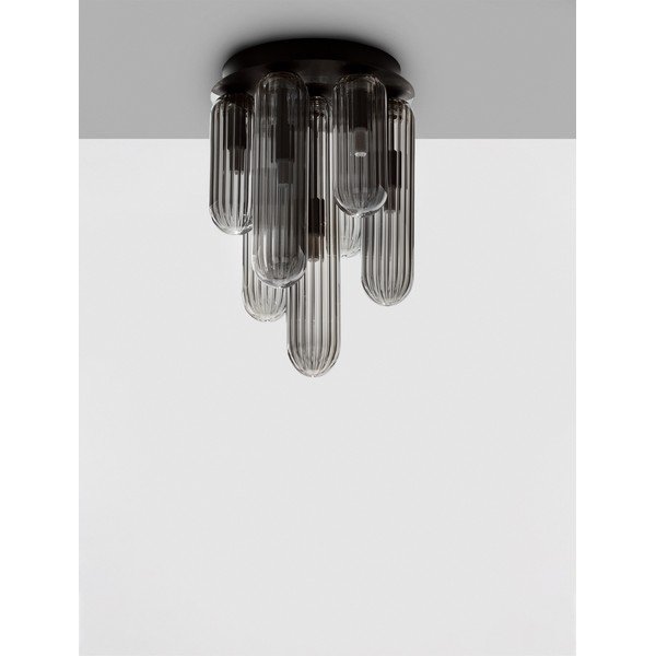 Siva staklena stropna svjetiljka sa staklenim sjenilom Gustave – Nova Luce-image-3