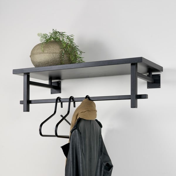 Crna metalna zidna vješalica s policom 76 cm Simplon – Spinder Design-image-1