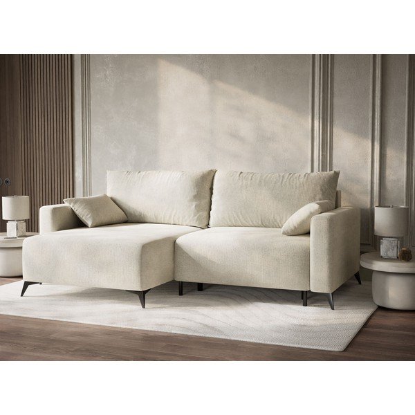 Krem sklopiva/s prostorom za odlaganje kutna garnitura od šenila (s lijevim kutom/s ležaljkom) Leon – Maison de Rêve-image-4