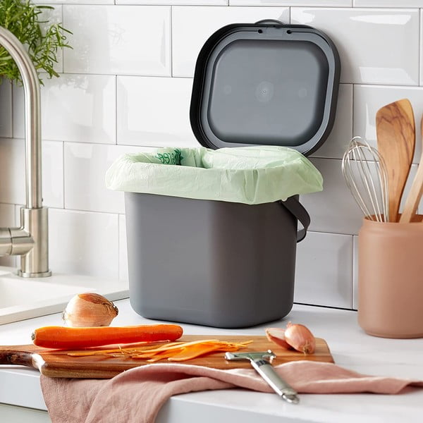 Tamno siva kanta za bio otpad 6 l Albula – Rotho-image-1