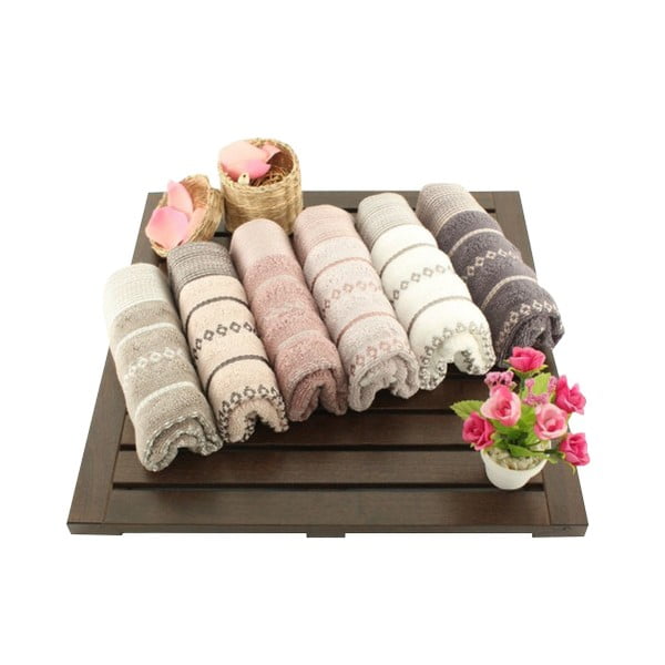 Set od 6 pamučnih ručnika Madame Coco Bombeli Wash, 30 x 50 cm