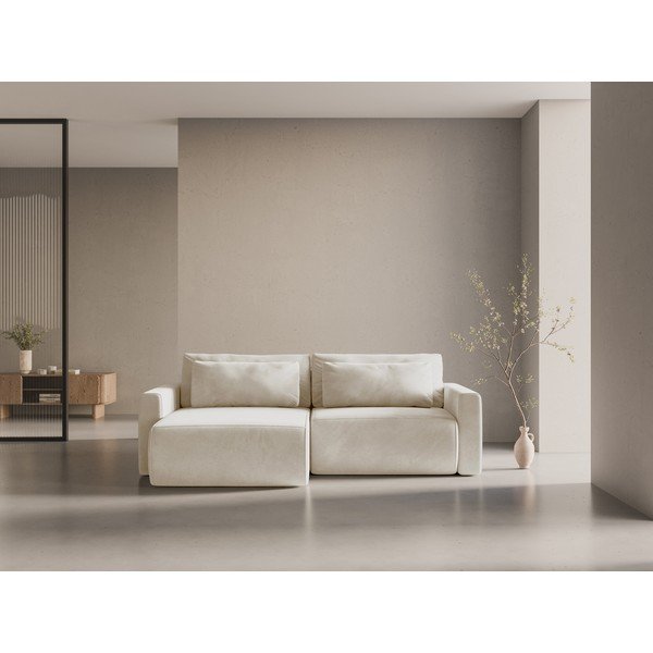 Bež baršunasti sklopiva/s prostorom za odlaganje kutna garnitura Belfast – Cosmopolitan Design-image-1