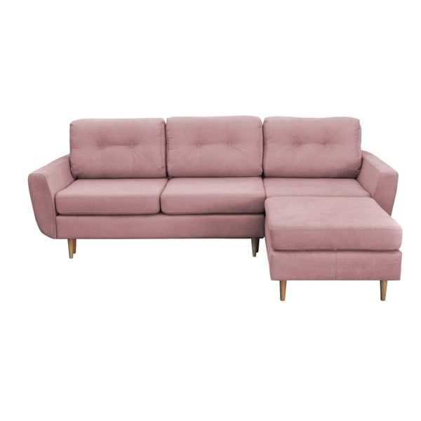 Svijetlo ružičasti kauč na razvlačenje sa svijetlim nogama Mazzini Sofas Tulipe, desni kut