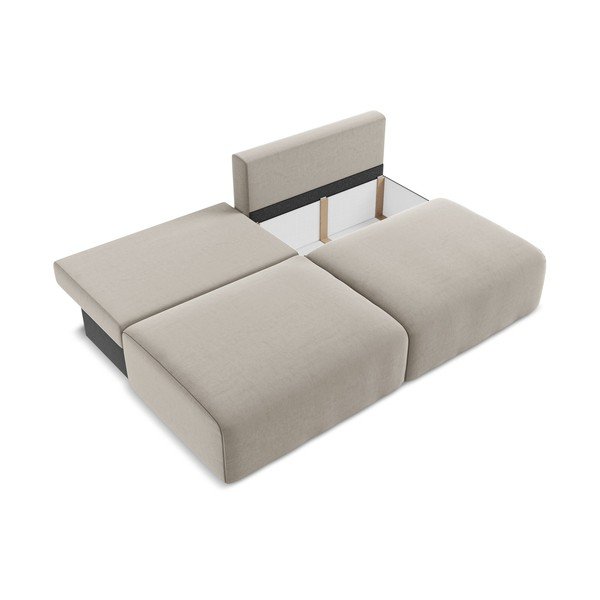 Smeđe-siva baršunasti sklopiva/s prostorom za odlaganje sofa 216 cm Kalena – Makamii-image-4