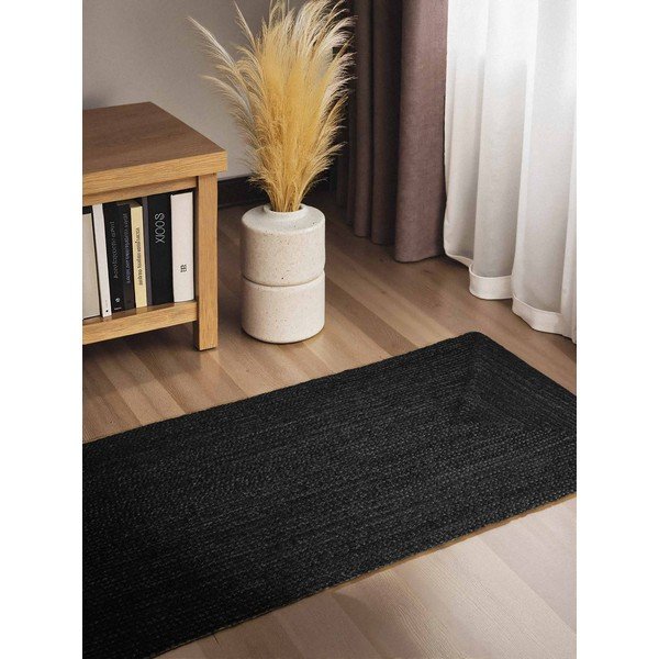 Crna obostrana/ručno rađena jutena staza 80x200 cm Juno – Hanse Home-image-1