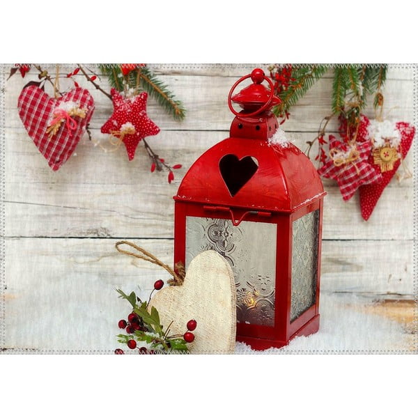 Tepih Vitaus Christmas Period Red Rustic Lantern, 50 x 80 cm