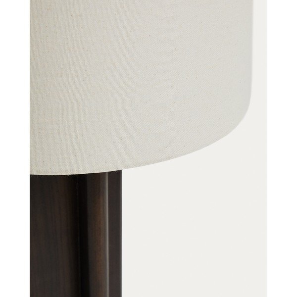 Bijela/tamno smeđa stolna lampa od masivnog kaučuka s tekstilnim sjenilom (visina 48 cm) Niani – Kave Home-image-2