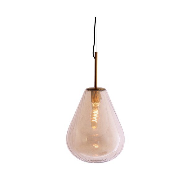 Jantarna viseća svjetiljka sa staklenim sjenilom Leona – Light & Living-image-1
