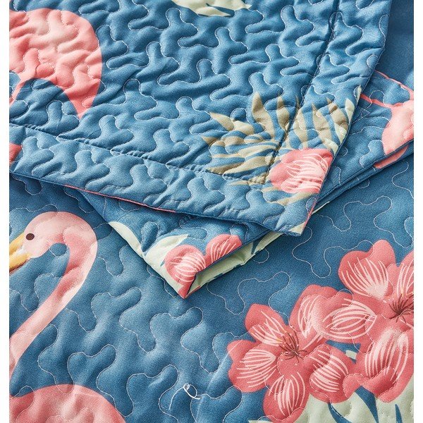 Plavi pokrivač iz mikropercila s dvije jastučnice Sleeptime Flamingo, 180 x 250 cm-image-2