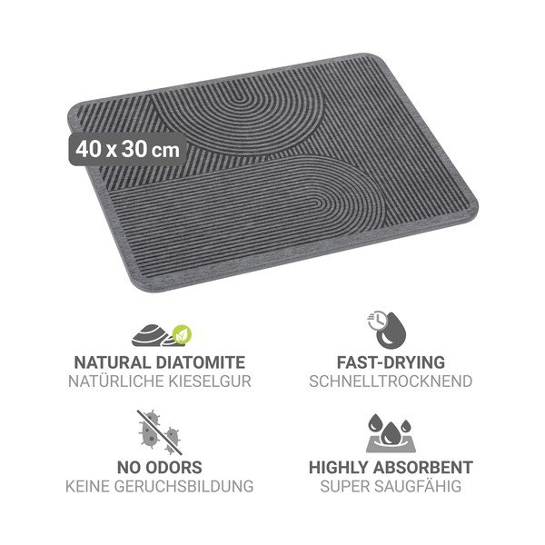 Siva podloga za ocjeđivanje posuđa od dijatomita 40x30 cm Damon – Wenko-image-3