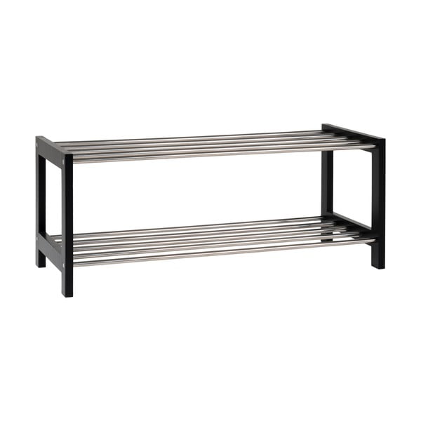 Crna polica za cipele od drveta topole Padova - House Nordic