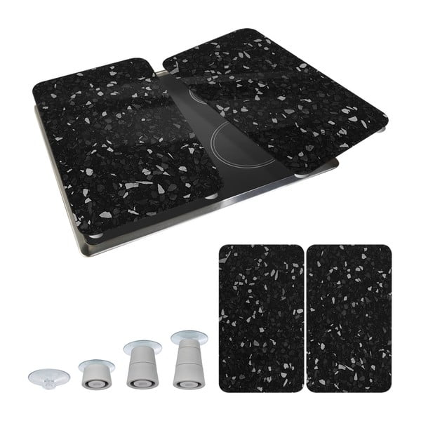Set od 2 crna staklena poklopca za štednjak Wenko Universal-image-2