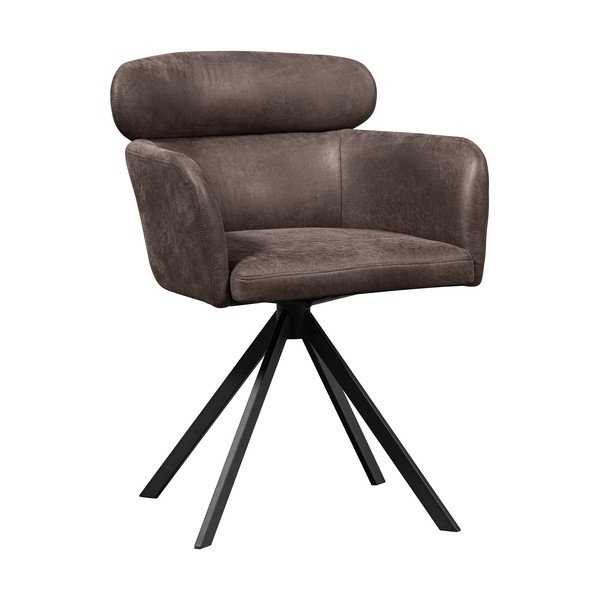 Tamno smeđa podstavljena blagovaonska stolica s naslonima za ruke Fenne – WOOOD