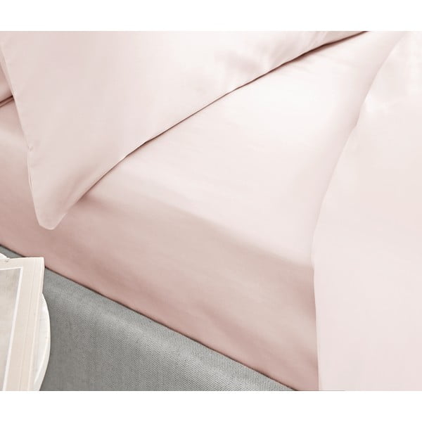 Ružičasta pamučna satenska plahta Bianca Classic 135 x 190 cm-image-1