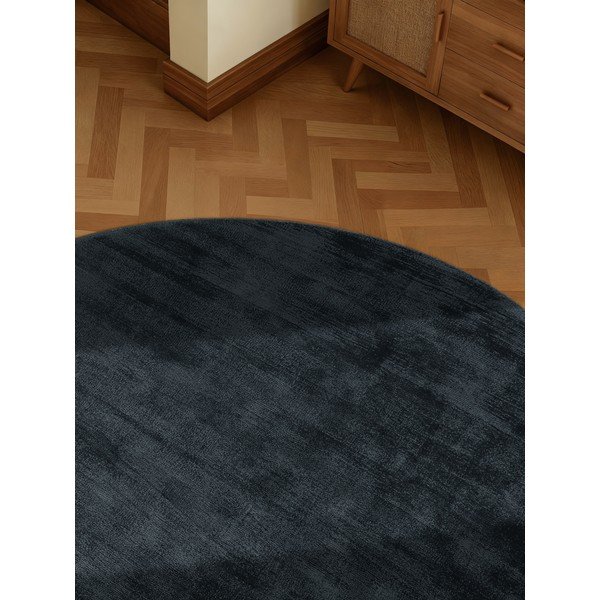 Crni ručno rađen okrugao tepih viskozan ø 120 cm Noemi – Vikosa-image-3